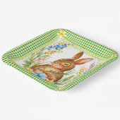 Spring Green Gingham Bunny Plate Pappteller (Gewinkelt)