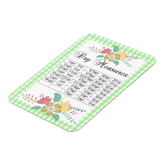 Spring Green Gingham Duty Measures Floral Magnet (Linke Seite)
