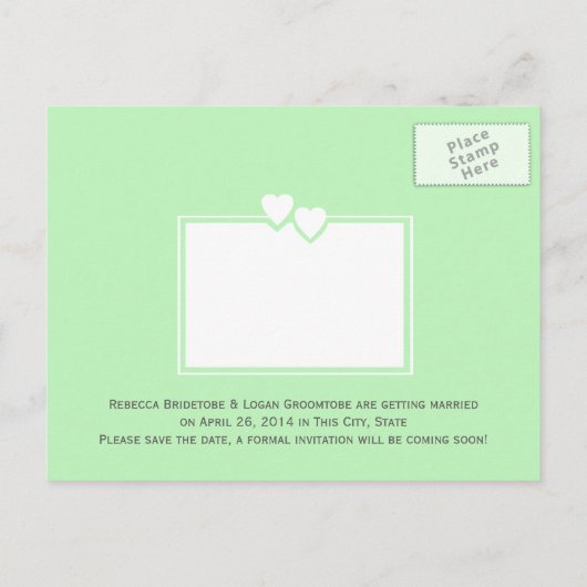 Spring Green Hearts Save the Date Ankündigungspostkarte (Rückseite)