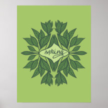 Spring Green Leaves Aesthetic Typography