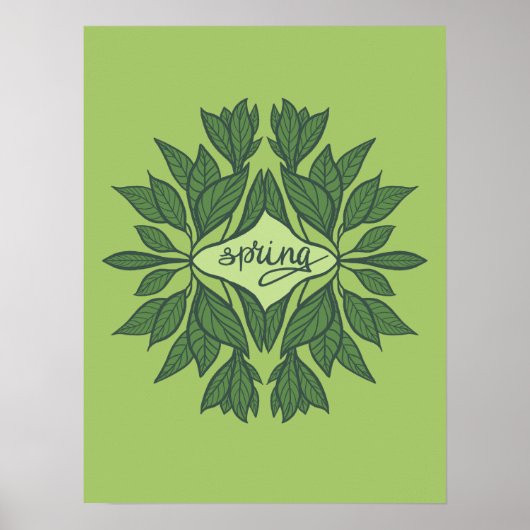 Spring Green Leaves Aesthetic Typography Poster (Vorne)