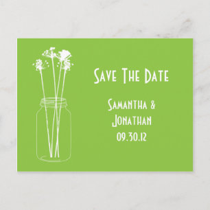 Spring Green Mason Jar Wildblumen Ankündigungspostkarte