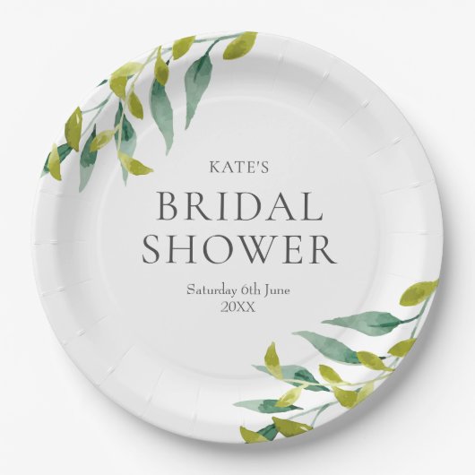 Spring Green Meadow Blätter Brautparty Pappteller (Vorderseite)