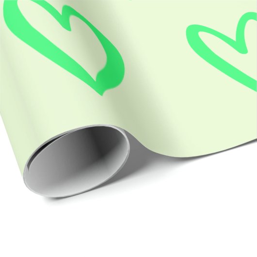 Spring Green on Light Green Handgezogen Hearts Geschenkpapier (Rolleneckpunkt)