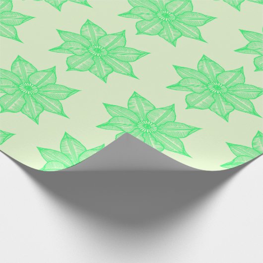 Spring Green on Light Green Sketchy Blume Geschenkpapier (Ecke)