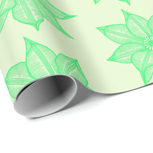 Spring Green on Light Green Sketchy Blume Geschenkpapier (Rolleneckpunkt)