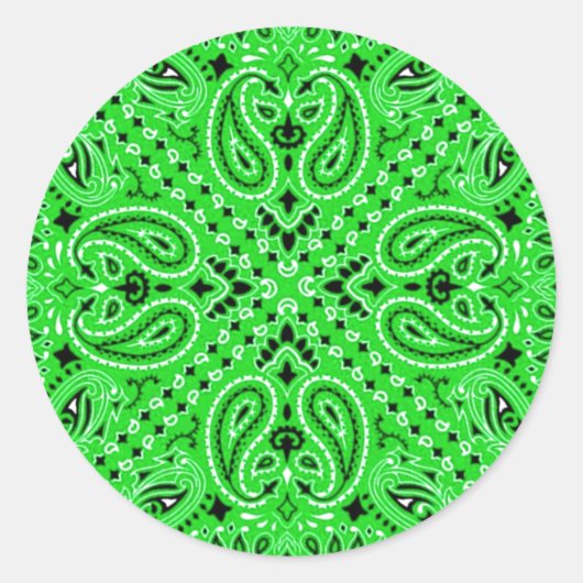 Spring Green Paisley Western Bandana Scarf Print Runder Aufkleber (Vorderseite)
