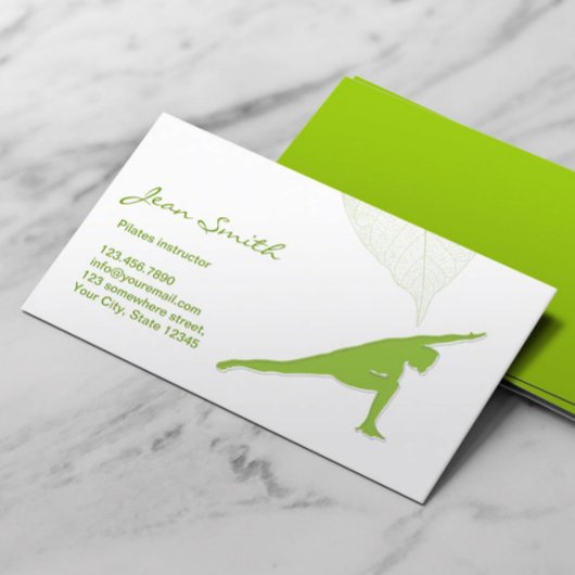 Spring Green Pilates Instructor Business Card Visitenkarte