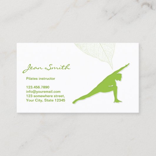 Spring Green Pilates Instructor Business Card Visitenkarte (Vorderseite)