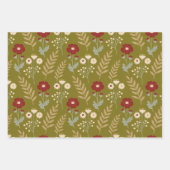 Spring Green Red Botanical Bloom Watercolor TMF26 Geschenkpapier Set (Vorderseite)