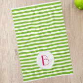 Spring Green Stripe Monogram Kitchen Handtuch