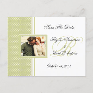 Spring Green und White Dotted Swiss Save the Date Ankündigungspostkarte