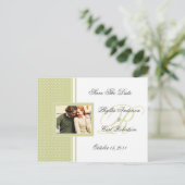 Spring Green und White Dotted Swiss Save the Date Ankündigungspostkarte (Stehend Vorderseite)