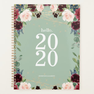 Spring Green Watercolor Floral Hallo 2020 Niedlich Planer