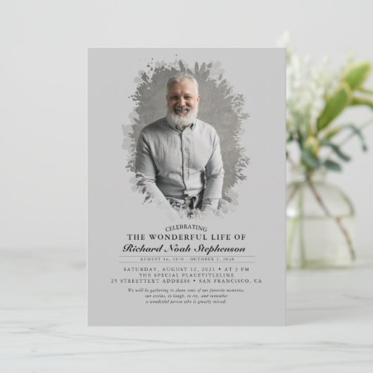 Spring Greenerage Foliage Silhouette Beerdigung Fo Einladung (Stehend Vorderseite)