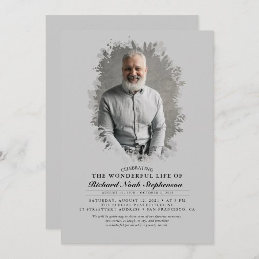 Spring Greenerage Foliage Silhouette Beerdigung Fo Einladung (Vorne/Hinten)