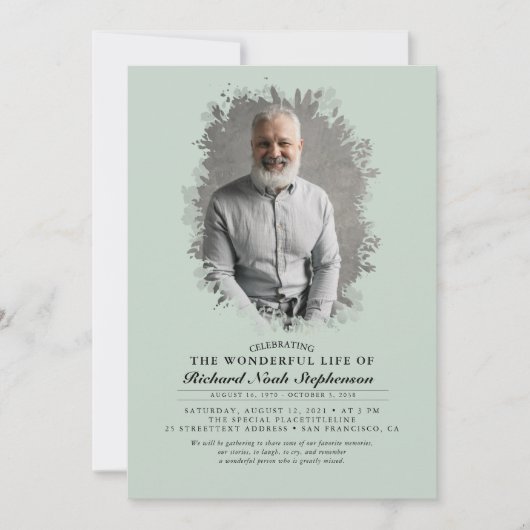 Spring Greenerage Foliage Silhouette Beerdigung Fo Einladung (Vorderseite)