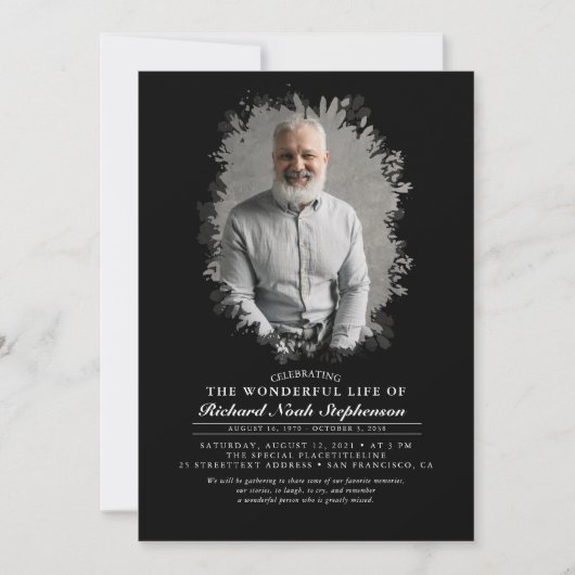 Spring Greenerage Foliage Silhouette Beerdigung Fo Einladung (Vorderseite)