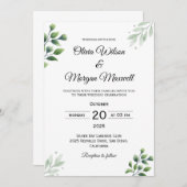 Spring Greenery Wedding Einladung (Vorne/Hinten)