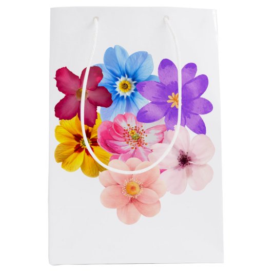 Spring Harmony - Mixed Watercolor Flower Bouquet Mittlere Geschenktüte (Vorderseite)
