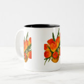 Spring Harmony – Orange & Yellow Tulips Zweifarbige Tasse (Vorderseite Links)