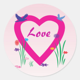 Spring Heart Liebe Runder Aufkleber