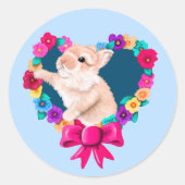Spring Heart Rabbit Runder Aufkleber (Vorderseite)
