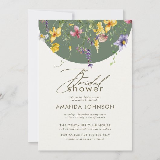 Spring Herbst Boho Wildblumen Brautparty Einladung (Vorderseite)