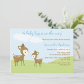 Spring Hirsch and Fawn Baby Shower Invite - Junge Einladung (Stehend Vorderseite)