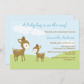 Spring Hirsch and Fawn Baby Shower Invite - Junge Einladung (Vorne/Hinten)