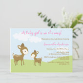 Spring Hirsch and Fawn Baby Shower Invite - Mädche Einladung (Stehend Vorderseite)
