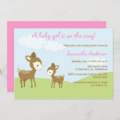 Spring Hirsch and Fawn Baby Shower Invite - Mädche Einladung (Vorne/Hinten)
