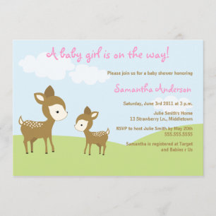 Spring Hirsch and Fawn Baby Shower Invite - Mädche Einladung