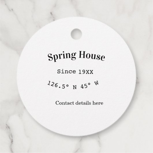 Spring house ets. Date year custom coordinates add Geschenkanhänger (Rückseite)