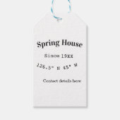Spring house ets. Date year custom coordinates add Geschenkanhänger (Vorderseite)