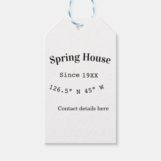 Spring house ets. Date year custom coordinates add Geschenkanhänger (Vorderseite)