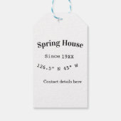Spring house ets. Date year custom coordinates add Geschenkanhänger (Rückseite)