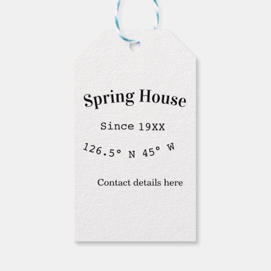 Spring house ets. Date year custom coordinates add Geschenkanhänger (Rückseite)