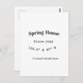 Spring house ets. Date year custom coordinates add Postkarte (Vorne/Hinten)