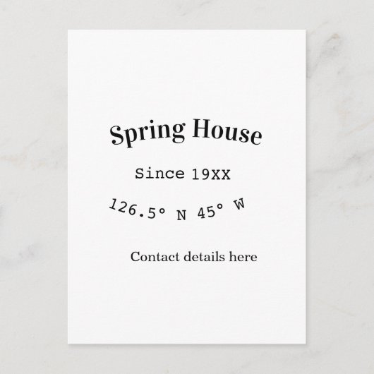 Spring house ets. Date year custom coordinates add Postkarte (Vorderseite)