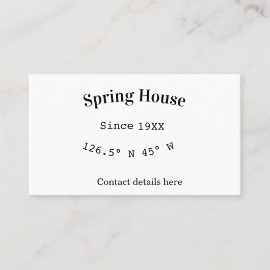 Spring house ets. Date year custom coordinates add Visitenkarte (Vorderseite)