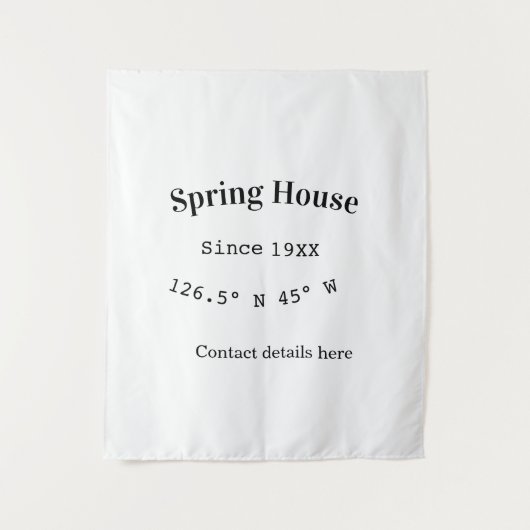 Spring house ets. Date year custom coordinates add Wandteppich (Vorderseite)