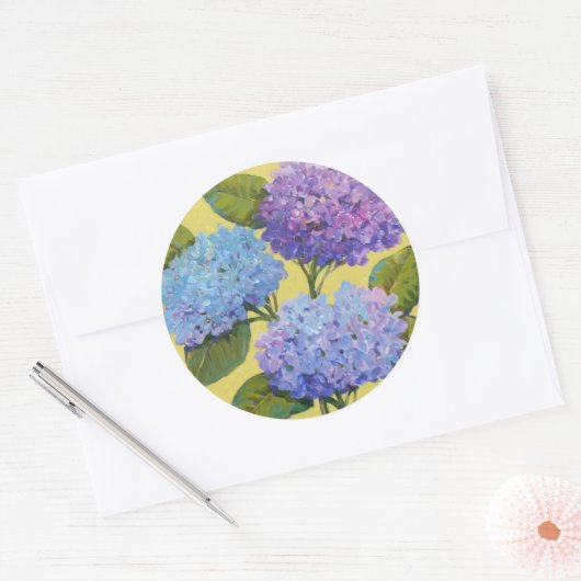 Spring Hydrangeas I Runder Aufkleber (Umschlag)