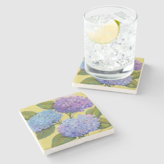 Spring Hydrangeas I Steinuntersetzer (Seitenansicht)