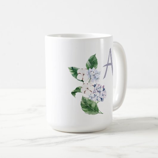 Spring HYRDANGEA mit Buchstaben anpassbar Kaffeetasse (VorderseiteRechts)