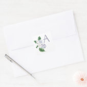 Spring HYRDANGEA mit Buchstaben anpassbar Quadratischer Aufkleber (Umschlag)