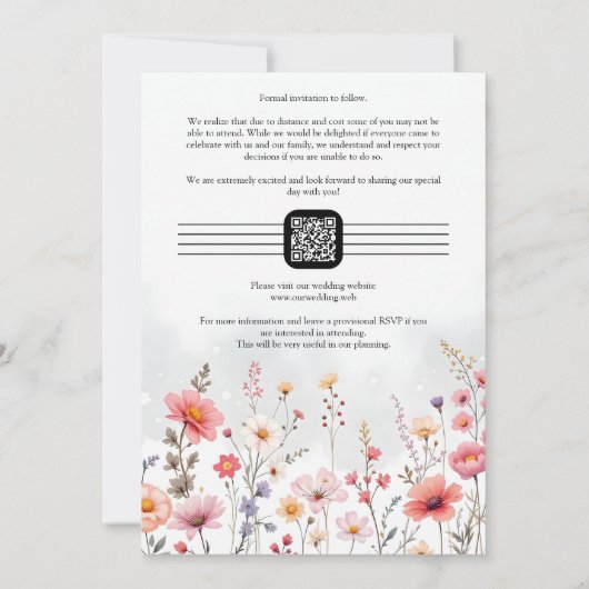 Spring-Inspired Rustic Boho Romantic Wildflowers Save The Date (Rückseite)