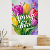 "Spring is Here" Tulip Bouquet Illustration Poster (Küche)