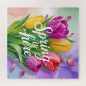 "Spring is Here" Tulip Bouquet Illustration Puzzle (Horizontal)