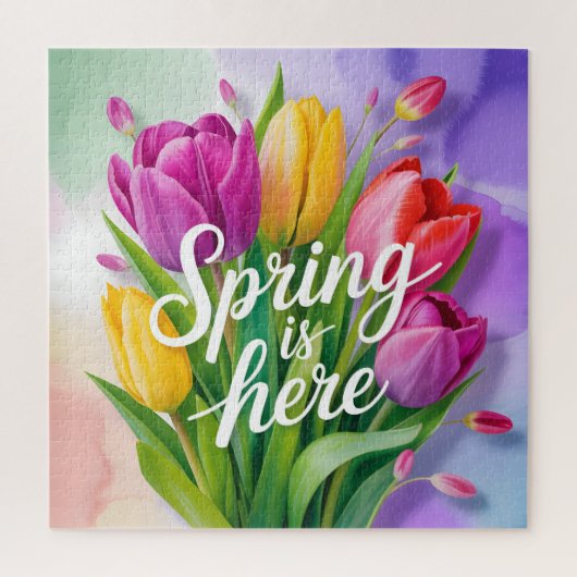 "Spring is Here" Tulip Bouquet Illustration Puzzle (Vertikal)
